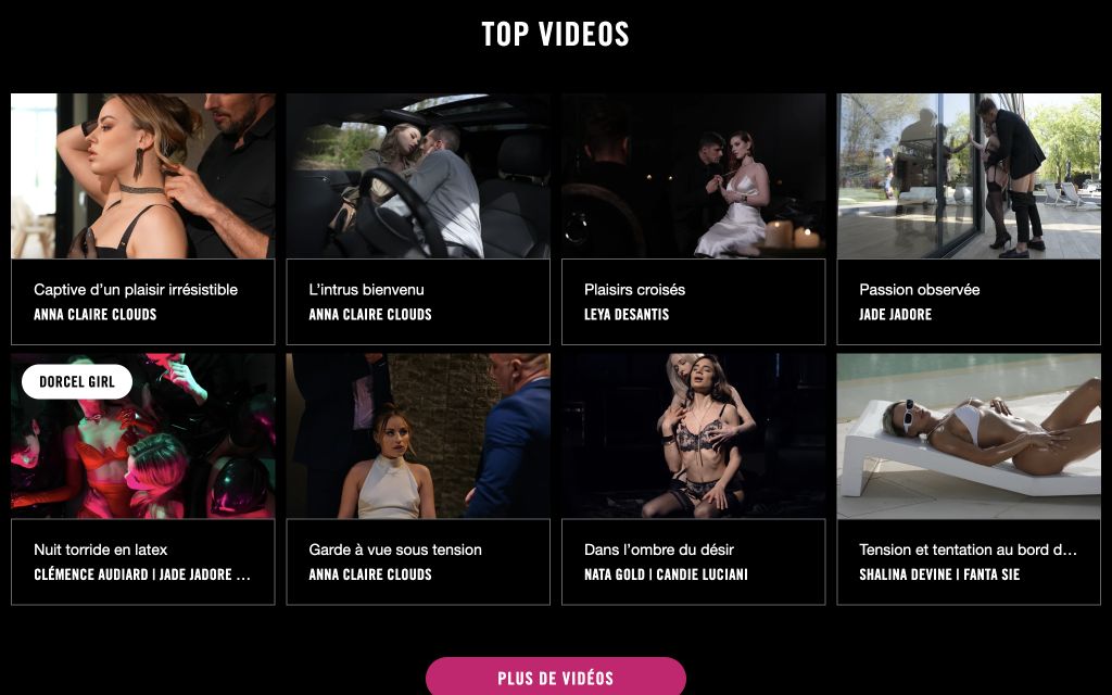 Aperçu de l’interface Dorcel Club