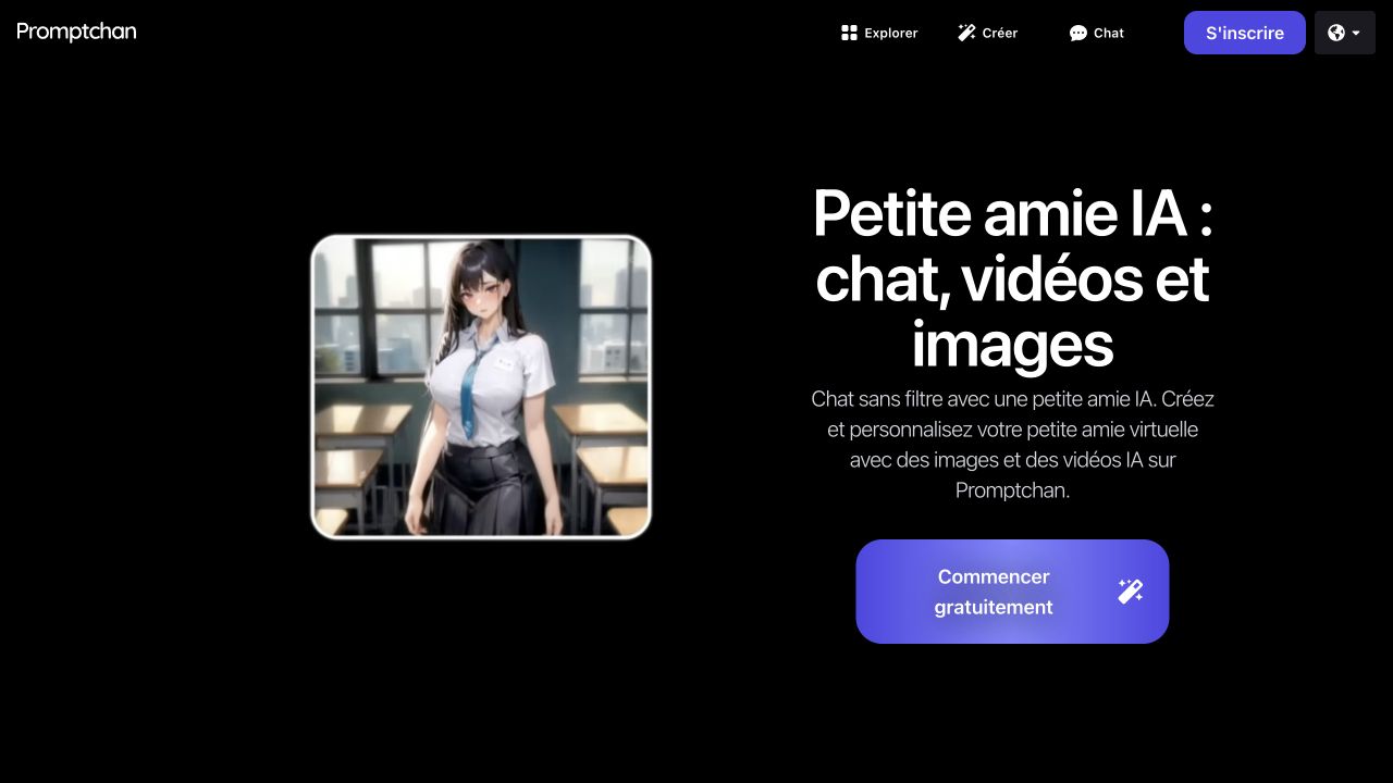 Aperçu de l’interface Promptchan