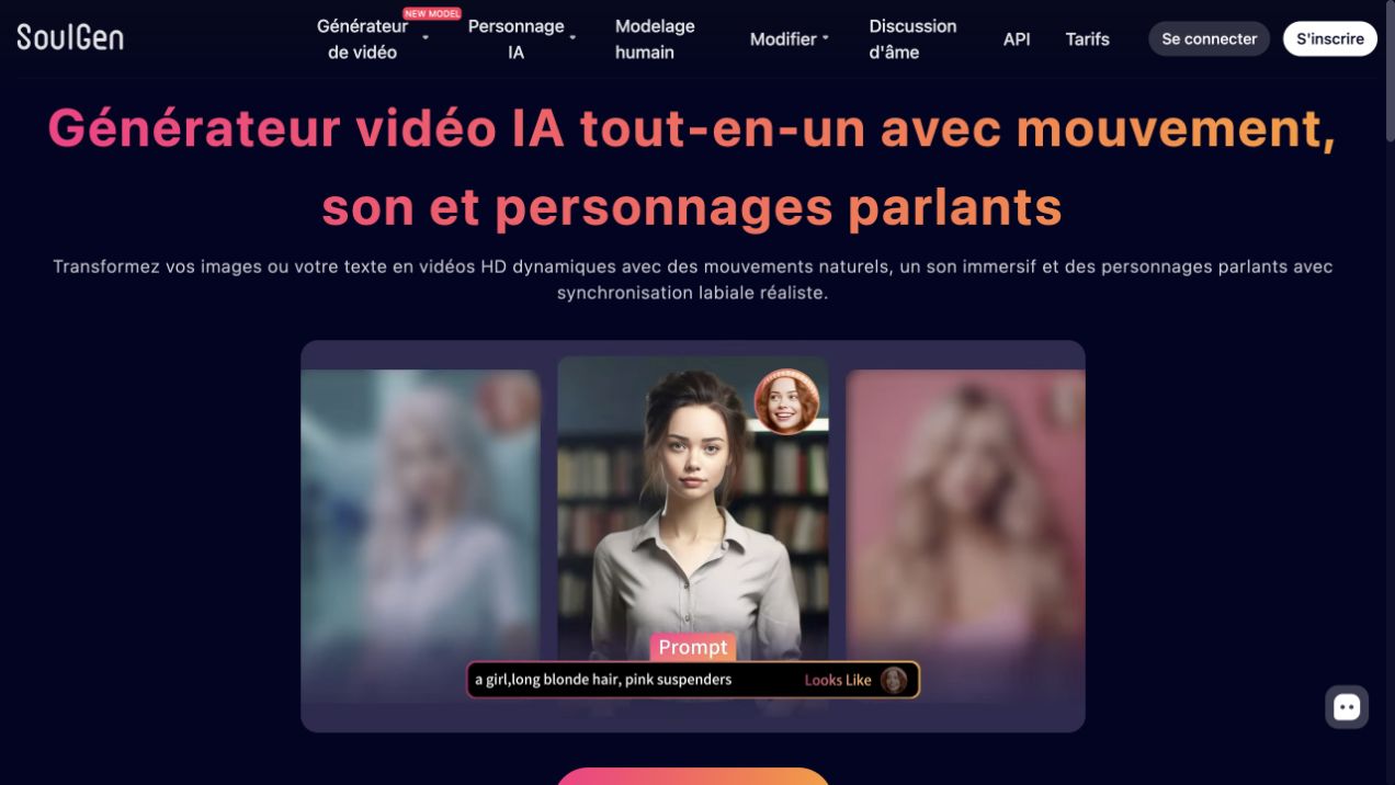 Aperçu de l’interface SoulGen